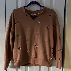 Maurices Brown Floral Embroidered Sweater